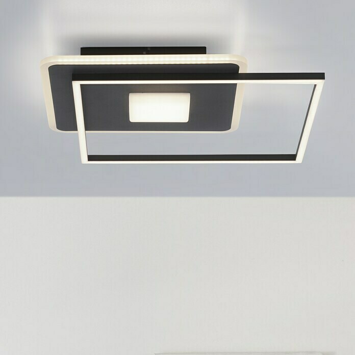 Just Light LED-Deckenleuchte DOMINO (30 W, L x B x H: 45 x 45 x 6,5 cm, Schwarz, Warmweiß) | BAUHAUS