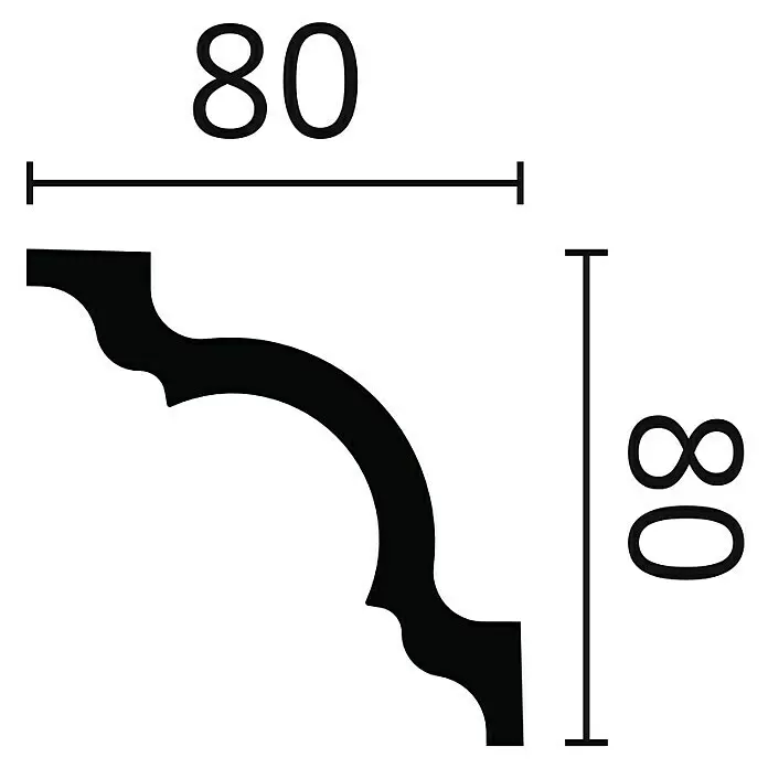 Nmc Decoflair Zierprofil Deckenleiste A1 - 2 m x 80 mm x 80 mm, Extrudiertes Polystyrol (XPS) - Schwarzes Eckprofil mit den Maßen 80x80 mm.
