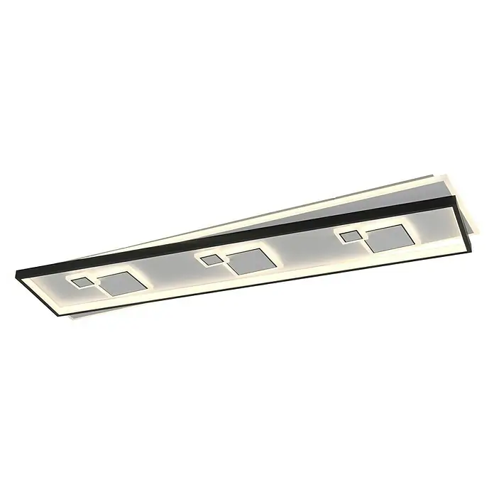 Paul Neuhaus LED-Deckenleuchte MAILAK - 39 W, L x B x H: 97,5 x 30 x 5,5 cm, Weiß, Warmweiß - Elegante Deckenleuchte mit quadratischen Elementen und einem modernen, minimalistischen Design, das jeden Raum aufwertet.