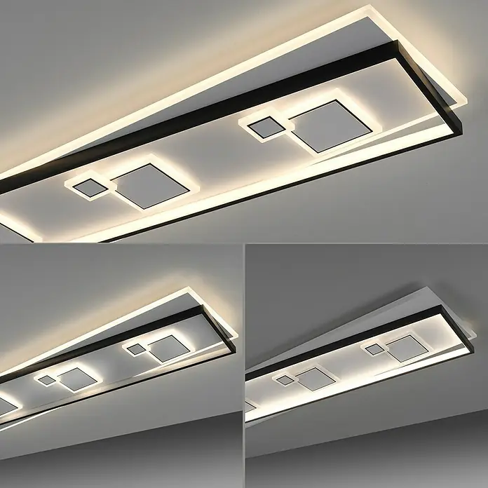 Paul Neuhaus LED-Deckenleuchte MAILAK - 39 W, L x B x H: 97,5 x 30 x 5,5 cm, Weiß, Warmweiß - Moderne LED Deckenleuchte mit quadratischem Design und warmweißem Licht, ideal für Wohn- und Schlafzimmer.