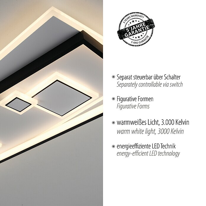 Paul Neuhaus LED-Deckenleuchte Weiß, W, 5,5 x MAILAK 97,5 H: x L (39 BAUHAUS Warmweiß) x cm, 30 | B x