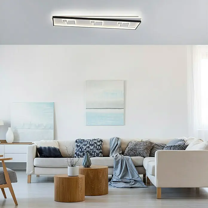 Paul Neuhaus LED-Deckenleuchte MAILAK - 39 W, L x B x H: 97,5 x 30 x 5,5 cm, Weiß, Warmweiß - Moderne Deckenleuchte mit rechteckigem Design und integrierten LED-Leuchten für eine stilvolle Beleuchtung in jedem Raum.