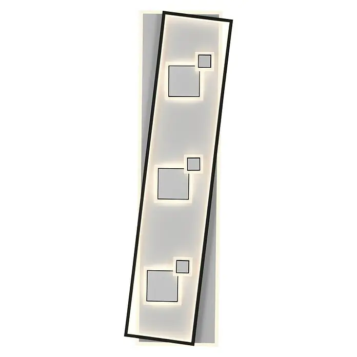 Paul Neuhaus LED-Deckenleuchte MAILAK - 39 W, L x B x H: 97,5 x 30 x 5,5 cm, Weiß, Warmweiß - Modernes LED-Wandlicht mit geometrischem Design. Das Lichtobjekt ist in einem schlanken, schwarzen Rahmen eingefasst und strahlt ein warmes, einladendes Licht aus.