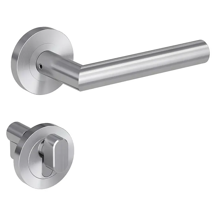 Diamond Doors Knaufzylinder WC/Bad für Bandseite EO - Baulänge innen: 16 mm, Baulänge außen: 21,5 mm - Elegante Edelstahl-Türgarnitur mit abgerundeten Rosetten und modernem Design. Ein stilvolles Detail für jede Tür.