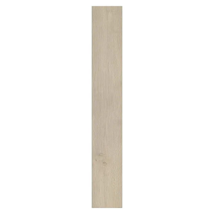 Living by Haro Laminat NKL32 Eiche Edmonton1.282 x 193 x 7 mm, Landhausdiele, Eiche Edmonton - Nahaufnahme eines beigefarbenen Holzbretts mit Maserung, ideal für Bodenbeläge oder Wandverkleidungen, zeigt natürliche Textur und Wärme.