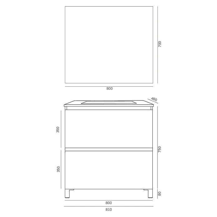 Artysan Conjunto de mueble de baño Late - Nature, 3 pzs. - Vista del producto: Mueble de lavabo con espejo. Líneas limpias, aspecto moderno, diseño de baño funcional.