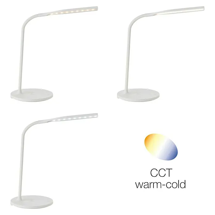 Brilliant LED-Tischleuchte Joni - 5,5 W, L x B x H: 33 x 17 x 34 cm, Weiß, Mehrfarbig - Weiße LED-Schreibtischleuchte mit einstellbarer Farbtemperatur für warmes oder kaltes Licht, ideal für Büro und Zuhause.