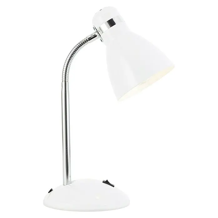 Brilliant LED-Tischleuchte Allison - L x B x H: 22 x 15,5 x 24,5 cm, Weiß - Weiße Schreibtischlampe mit flexiblem Arm und verchromten Akzenten für optimale Beleuchtung am Arbeitsplatz.