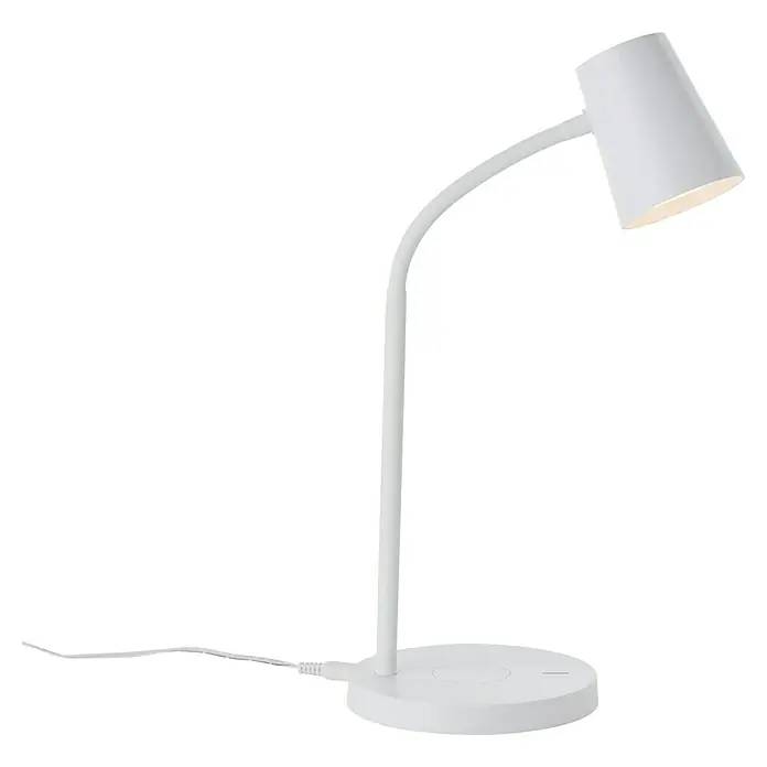 Brilliant LED-Tischleuchte Illa - 6,5 W, L x B x H: 14,2 x 14,2 x 26 cm, Weiß, Warmweiß - Elegante weiße Schreibtischlampe mit verstellbarem Arm und modernem Design. Perfekt für jeden Arbeitsbereich, spendet helles Licht.