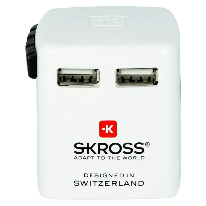 Skross Reiseadapter World USB Charger - Netzsteckertyp Reiseadapter: Typ A (NEMA-1), Weiß - SKROSS-Adapter für internationale Reisen mit USB-Anschlüssen, ideal zum Aufladen von Geräten weltweit. Kompakt und zuverlässig.