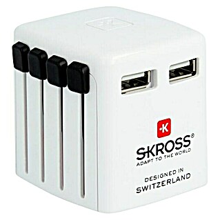 Skross Reiseadapter World USB Charger (Netzsteckertyp Reiseadapter: Typ A (NEMA-1), Weiß)