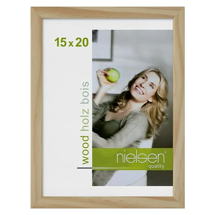 Nielsen Holzrahmen Zoom - 15 x 20 cm, Natur - Holzrahmen mit dem Text 15x20 und wood holz bois, ideal für Fotos.