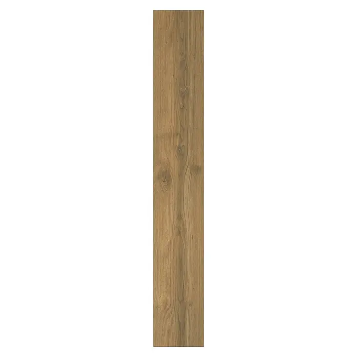 Living by Haro Laminatmuster Eiche Langley natur - 290 x 193 x 7 mm, Landhausdiele - Detailaufnahme eines Holzpaneels mit ausgeprägter Maserung und warmen Farbtönen, ideal für rustikale Innenräume und Möbeldesign.