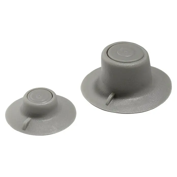 Inofix Soportes de base para ordenador - 4 ud. - Dos perillas de plástico gris de diferentes tamaños, perfectas como repuestos para electrodomésticos o muebles.