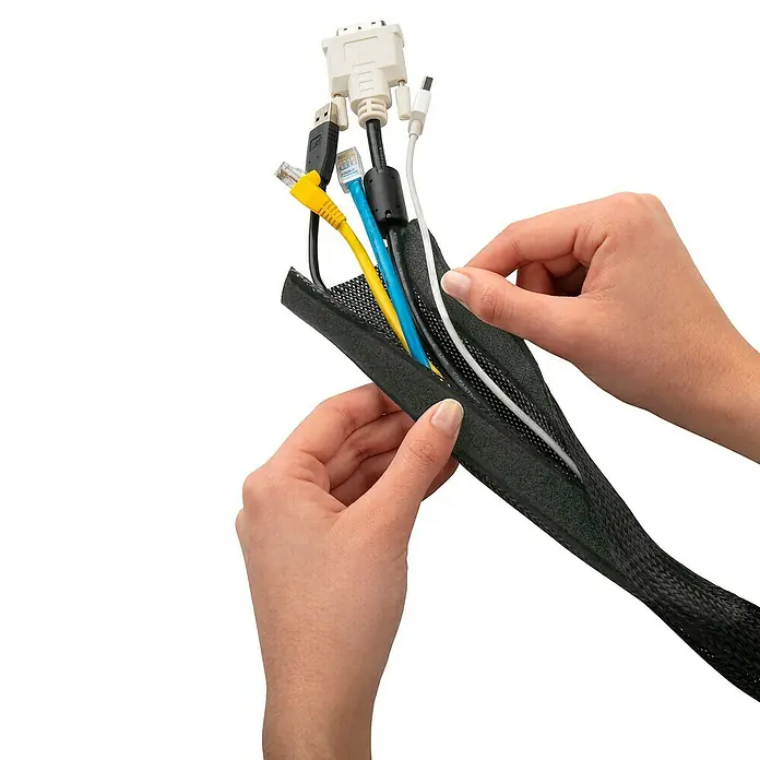 Inofix Organizador de cables de malla expandible - Negro, 8,2 cm x 1,5 m - Funda de gestión de cables: Una solución práctica para organizar y proteger tus cables de daños.