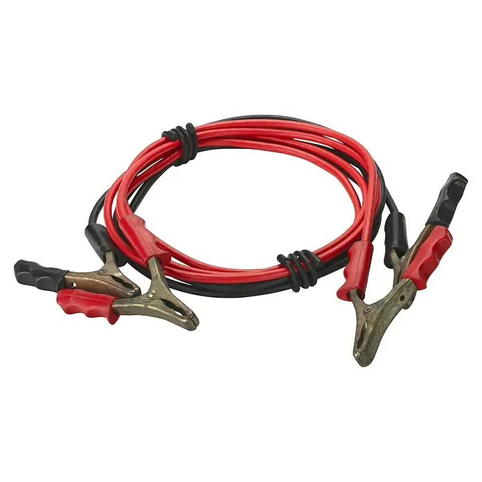 Inofix Bridas para cables Magic Tie - 2 ud., 25 cm, Negro - Juego de cables de puente con cables rojos y negros y pinzas para la batería de arranque.
