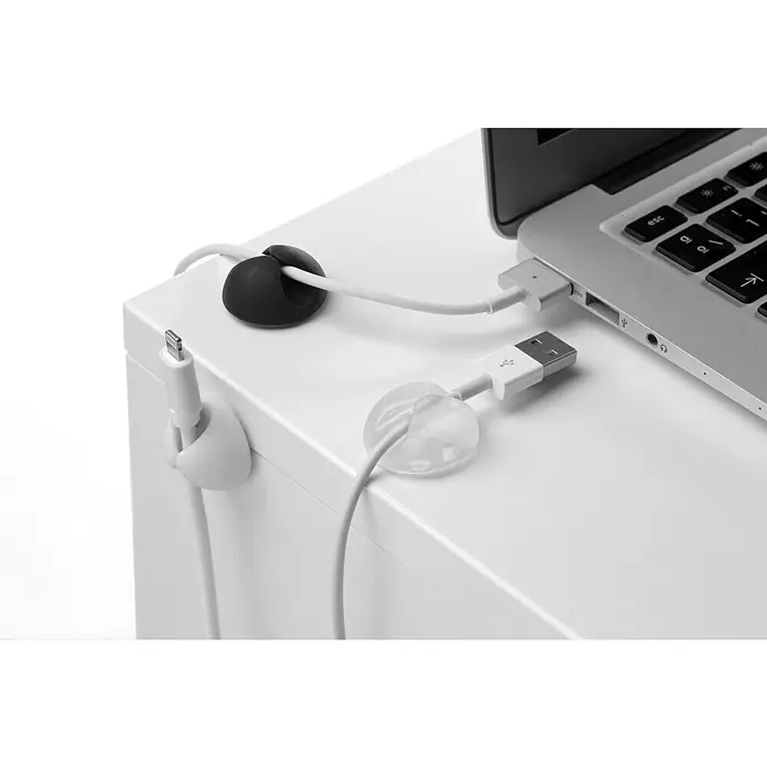 Inofix Fijación para cables adhesivo Mini - Transparente, 8 ud. - Los clips para cables mantienen los cables de carga y USB ordenados en el escritorio junto a la computadora portátil.
