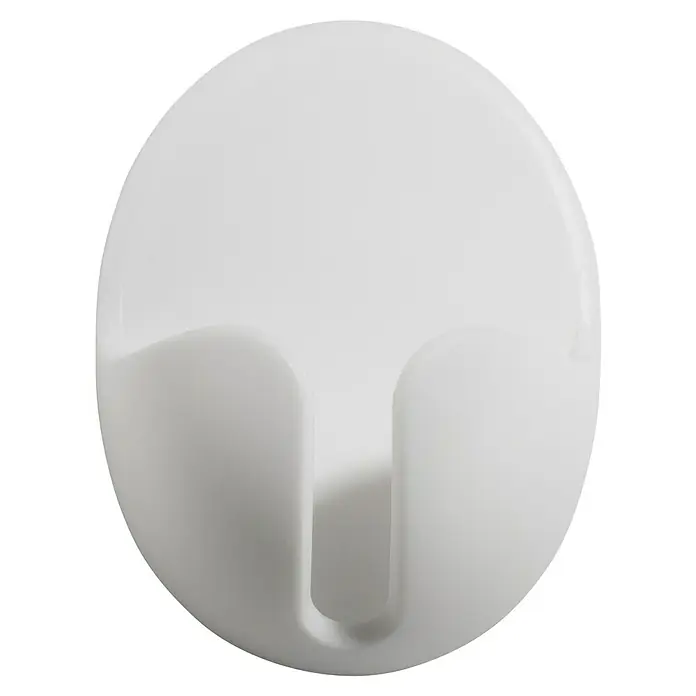 Inofix Colgador adhesivo para enchufes - Plástico, Blanco, 2 ud. - Primer plano de un sujetacables redondo y blanco, ideal para organizar cables y brindar una apariencia limpia. Perfecto para la oficina.