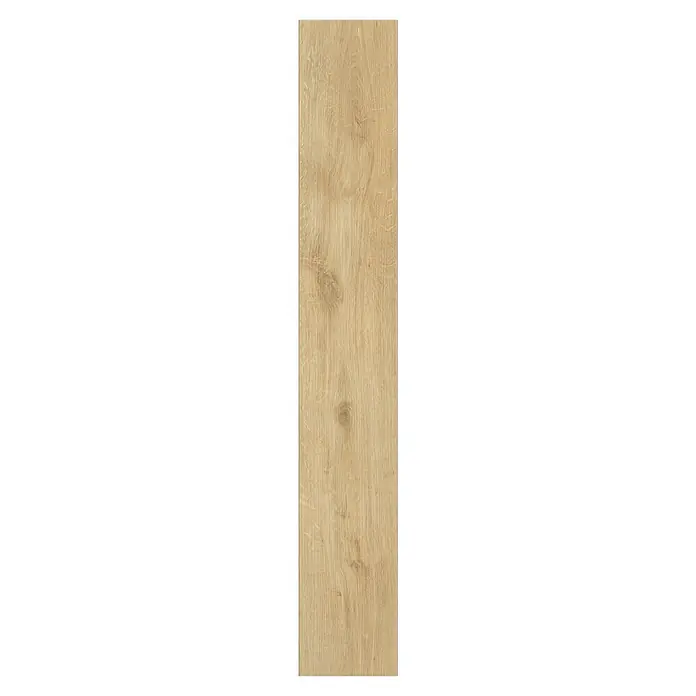 Living by Haro Laminat Sonderedition - Eiche Siena puro, Landhausdiele, 1.282 x 193 x 7 mm - Detailaufnahme einer einzelnen Holzdiele. Das Holz hat eine helle, natürliche Farbe und eine deutlich sichtbare Maserung.