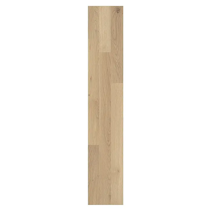 Living by Haro Laminatmuster Sonderedition Steineiche290 x 193 x 7 mm, Schiffsboden - Das Bild zeigt eine einzelne Diele aus hellem Eichenparkett, die die natürliche Maserung und Farbe des Holzes betont. Ideal für modernes Wohndesign.