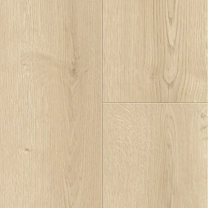 Living by Haro Laminat NKL32 - Eiche Langley creme, Landhausdiele, 1.282 x 193 x 7 mm - Helle Holzoptik-Laminatfliesen, ideal für moderne Inneneinrichtungen. Die Oberfläche ist detailreich und natürlich gestaltet.