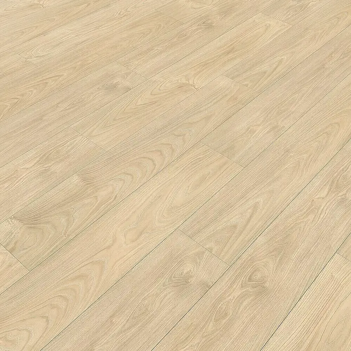 Living by Haro Laminat NKL32 - Kastanie Granby, Landhausdiele, 1.282 x 193 x 7 mm - Detailaufnahme eines hellen Laminatbodens mit natürlicher Holzoptik. Das Laminat sorgt für eine freundliche und moderne Atmosphäre.