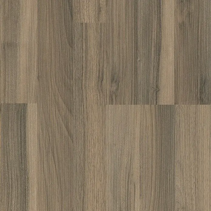 Living by Haro Laminatmuster Sonderedition Nussbaum - 290 x 193 x 7 mm, Schiffsboden - Nahaufnahme eines robusten Bodens aus Holzimitat in warmen Braun- und Beigetönen mit deutlicher Maserung.