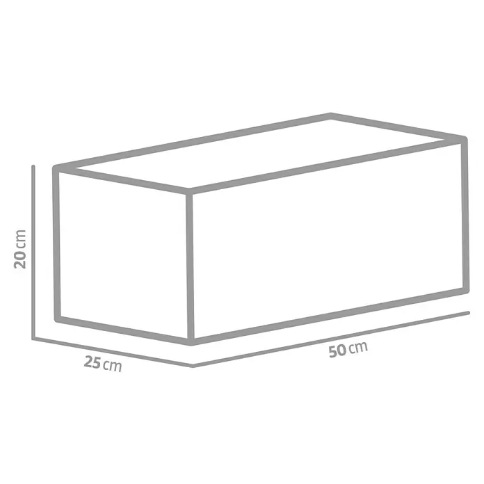 EHL Planomur Mauerstein Normalstein - Grau, 50 x 25 x 20 cm, Beton - Illustration eines Quaders mit einer Höhe von 20 cm, einer Breite von 25 cm und einer Länge von 50 cm.