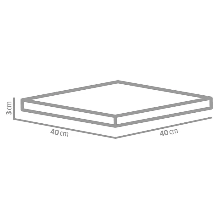 Terrassenplatte G 603 - 40 x 40 x 3 cm, Grau, Granit - Abbildung eines quadratischen Produkts mit den Maßen 40 cm x 40 cm x 3 cm.