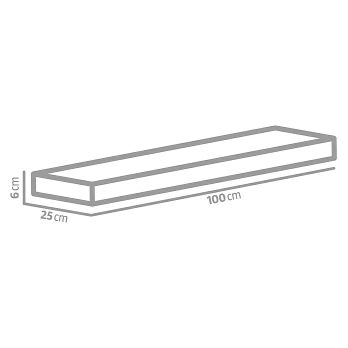 EHL Rasenkante C - 100 x 6 x 25 cm, Grau, Beton - Eine rechteckige Holzleiste mit den Maßen 100 cm Länge, 25 cm Breite und 6 cm Höhe, ideal für Bauprojekte und Heimwerkerarbeiten.