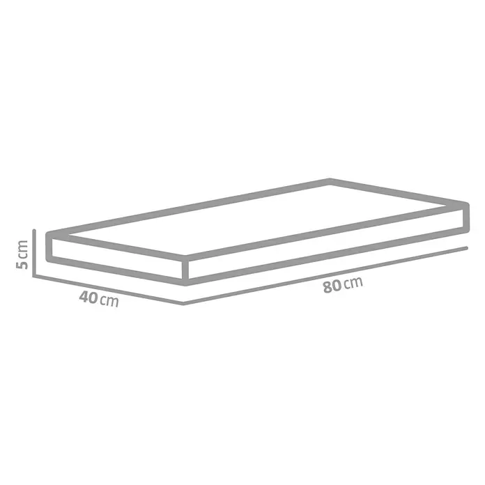 EHL Terrassenplatte Grande - 80 x 40 x 5 cm, Nero, Beton - Darstellung einer Matratze mit den Maßen 80 cm Länge, 40 cm Breite und 5 cm Höhe. Ideal für bequemen Schlaf.