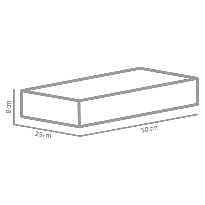 EHL Pflasterstein Modern Öko - Anthrazit, 50 x 25 x 8 cm, Rechteckig - Darstellung eines quaderförmigen Objekts mit den Maßen 50 cm Länge, 25 cm Breite und 8 cm Höhe.
