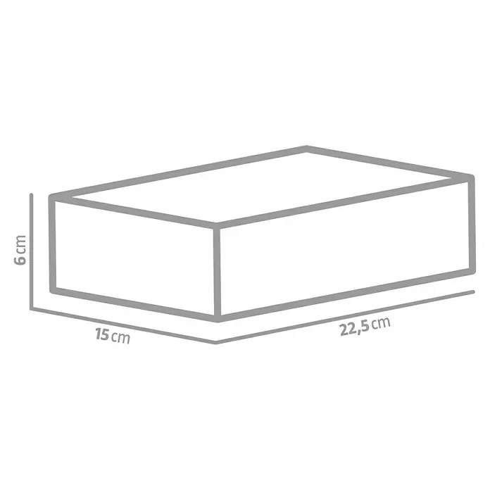 EHL Pflasterstein Top Drän - Weiß/Anthrazit, 22,5 x 15 x 6 cm, Rechteckig - Illustration eines rechteckigen Objekts mit den Maßen 6 cm Höhe, 15 cm Breite und 22,5 cm Länge. Perfekt für technische Zeichnungen.