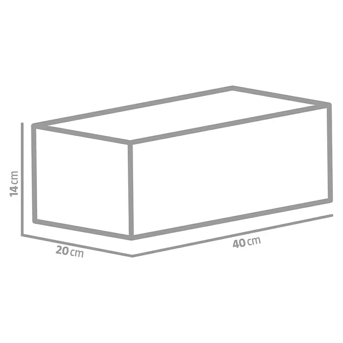 EHL Mauerstein Times Antik XXL - 40 x 20 x 14 cm, Anthrazit, Beton - Illustration eines quaderförmigen Artikels mit den Maßen 40 cm x 20 cm x 14 cm, ideal für Produktvisualisierung und Größenangaben.