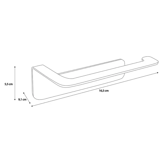 Camargue Antwerpen Papierrollenhalter - 16,5 x 9 x 5,5 cm, Schwarz, Matt - Handtuchhaken aus Metall mit den Maßen 5,5 cm Höhe, 9,1 cm Tiefe und 16,5 cm Länge zur stilvollen Badorganisation.