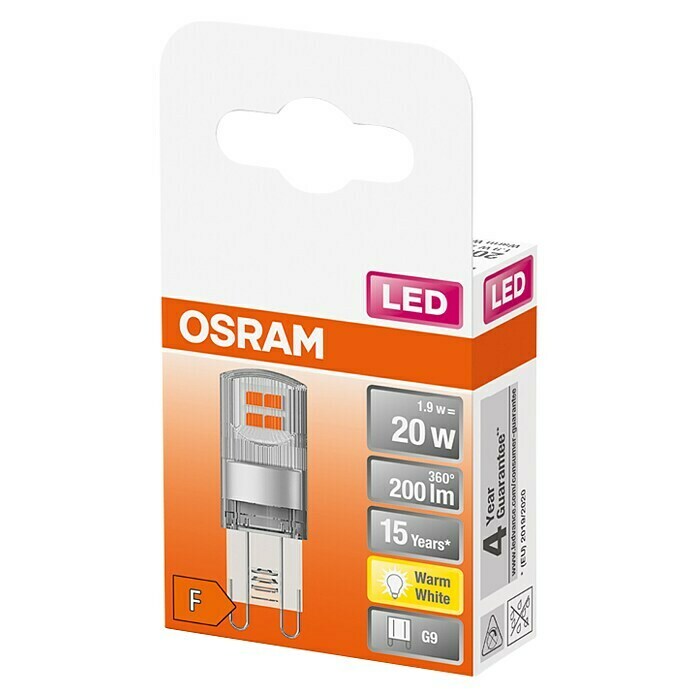 Osram Star Bombilla LED (1,9 W, G9, Color de luz: Blanco cálido, No regulable, Cuadrado)