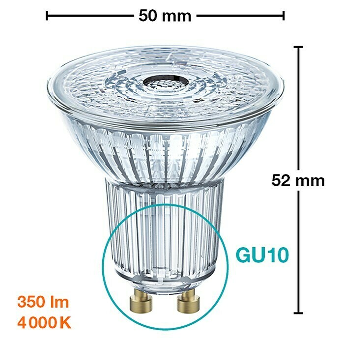 Osram Bombilla reflectora LED Star PAR16 (4,3 W, GU10, 36°, Blanco frío)