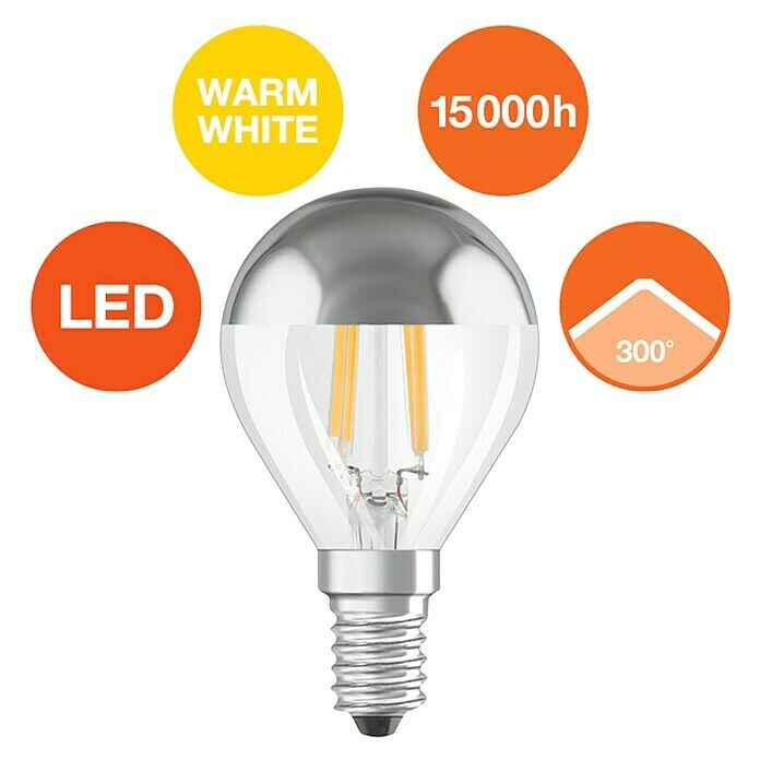 Osram Star LED svjetiljka (4 W, Boja svjetla: Topla bijela, Bez prigušivanja, Okruglo)