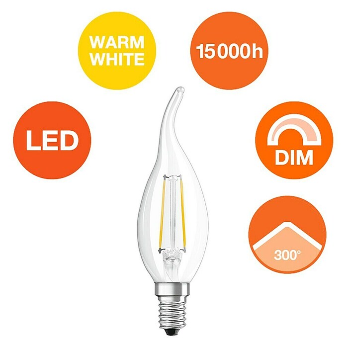 Osram Superstar LED žarulja  (E14, Može se prigušiti, Topla bijela, 470 lm, 5 W) | BAUHAUS