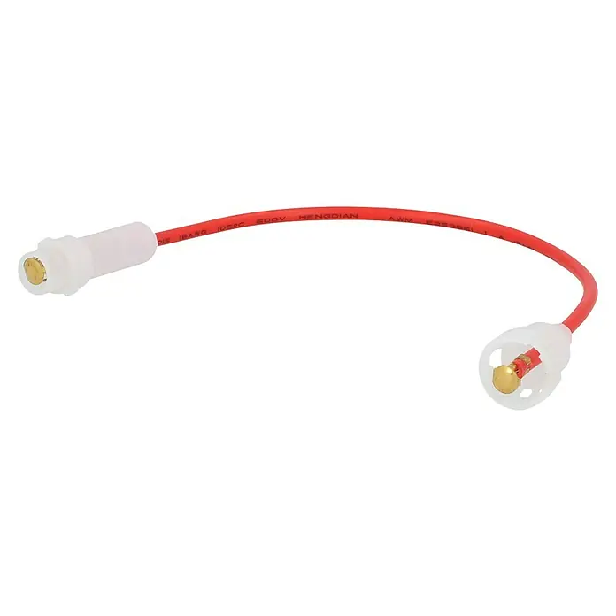 Profi Depot Sicherungshalter - 1 Stk., Passend für: Feinsicherungen der Größe 5 mm x 20 mm - Nahaufnahme eines Anschlusskabels mit roter Isolierung und weißen Steckverbindern, ideal für elektronische Anwendungen und sichere Verbindungen.
