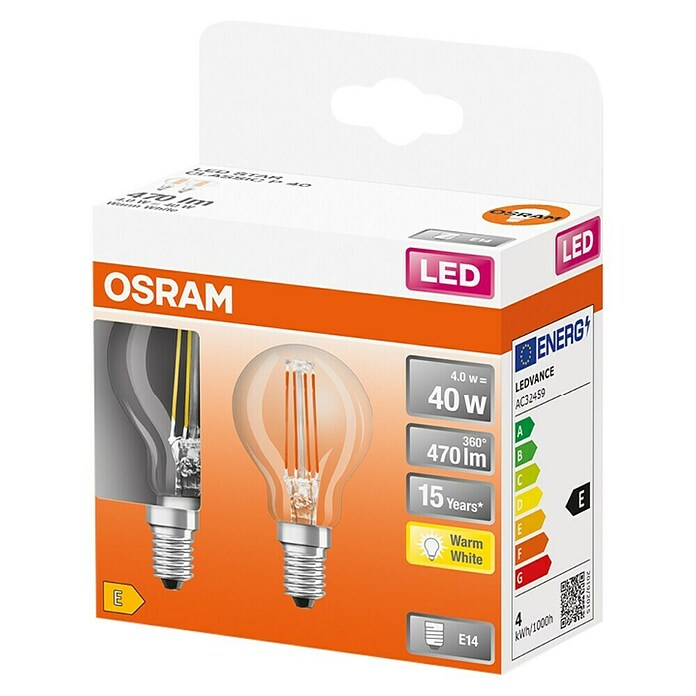Osram Star Set LED žarulja Classic P 40  (E14, Bez prigušivanja, Topla bijela, 470 lm, 4 W) | BAUHAUS
