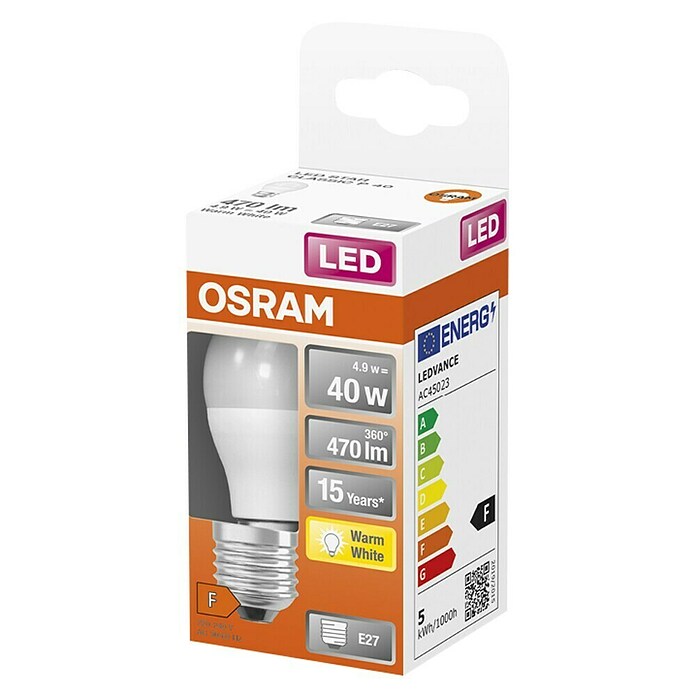 Osram Star LED žarulja CLP40  (E27, Bez prigušivanja, Topla bijela, 470 lm, 5,5 W) | BAUHAUS