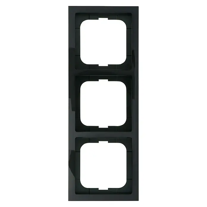 Busch-Jaeger Future Linear Abdeckrahmen 1723-181K - Anthrazit, 3-fach, Kunststoff - Ein senkrechter, dreifacher, schwarzer Lichtschalterrahmen für modulare Einsätze, ideal für moderne Innenräume.