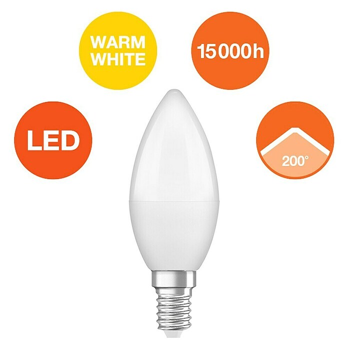 Osram Star LED žarulja Classic B 40  (E14, Bez prigušivanja, Topla bijela, 470 lm, 5,5 W) | BAUHAUS