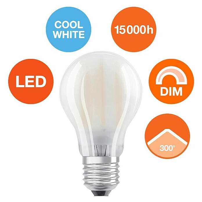 Osram Retrofit LED žarulja  (E27, Može se prigušiti, Hladna bijela, 1.055 lm, 7,5 W) | BAUHAUS