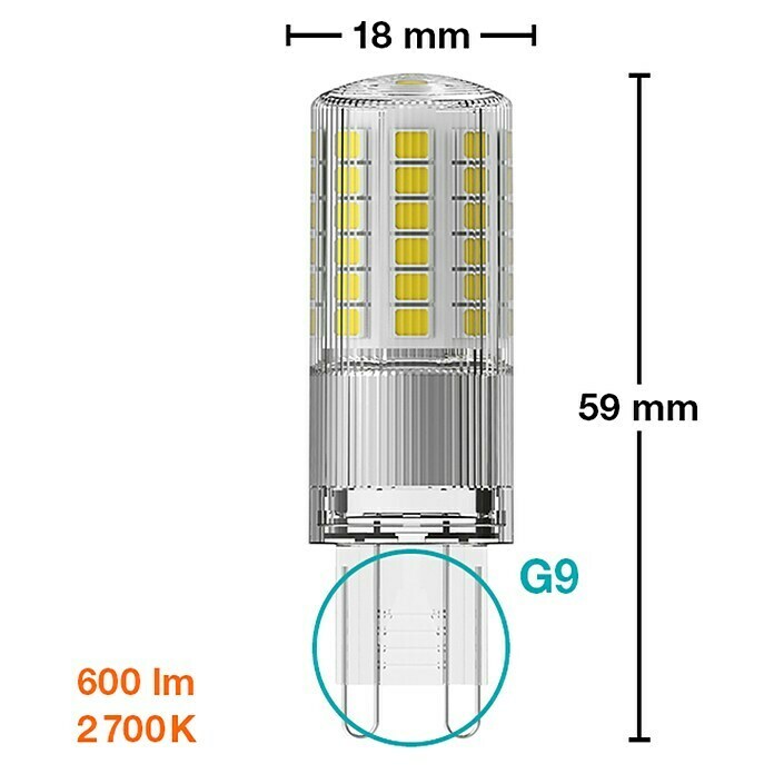 Osram Bombilla LED (G9, 4,8 W, T18, 600 lm)