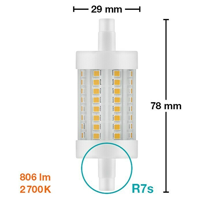 Osram Star Bombilla LED (7 W, Color de luz: Blanco cálido, No regulable, Tubular)