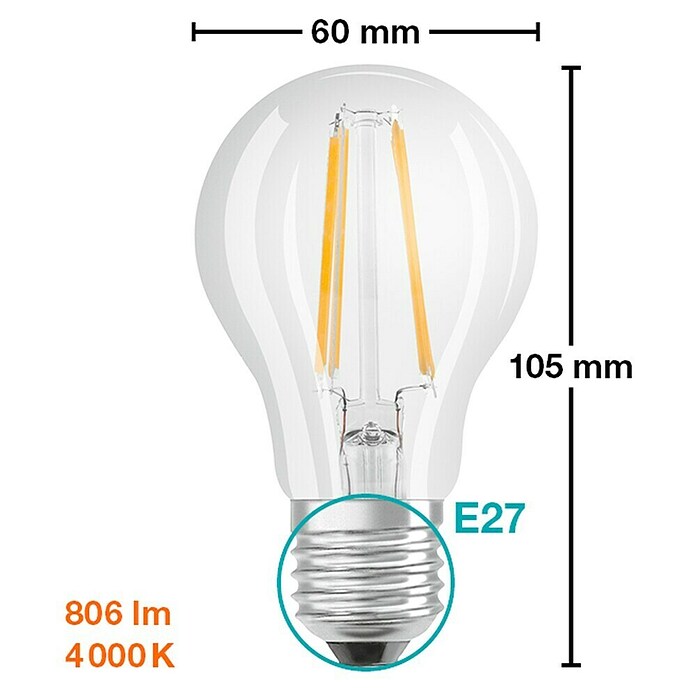 Osram Star LED svjetiljka (6,5 W, E27, Neutralno bijelo, Bez prigušivanja, 3 kom)