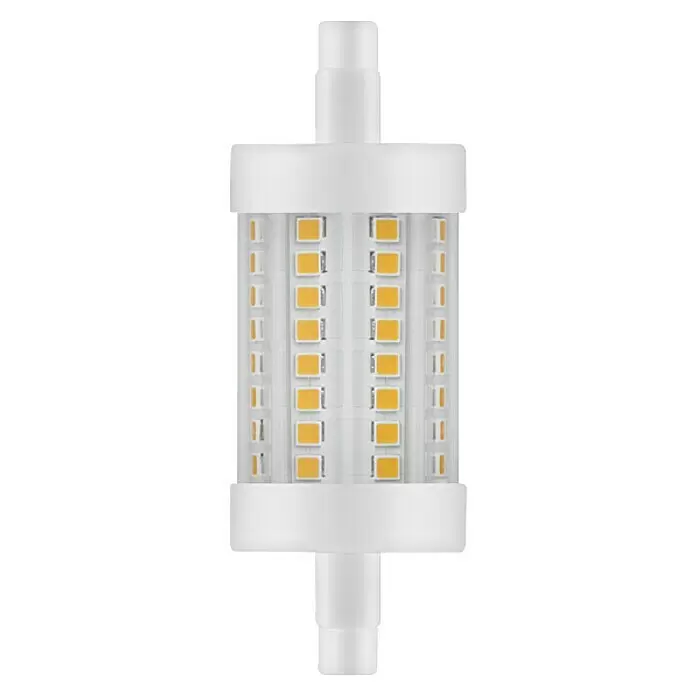 Osram Star Bombilla LED - R7s, No regulable, Blanco cálido, 806 lm, 7 W - Lámpara LED blanca compacta con chips amarillos y cuerpo cilíndrico claro.