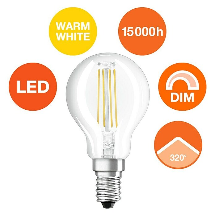 Osram Superstar LED žarulja Classic P 60  (E14, Može se prigušiti, Topla bijela, 806 lm, 6,5 W) | BAUHAUS